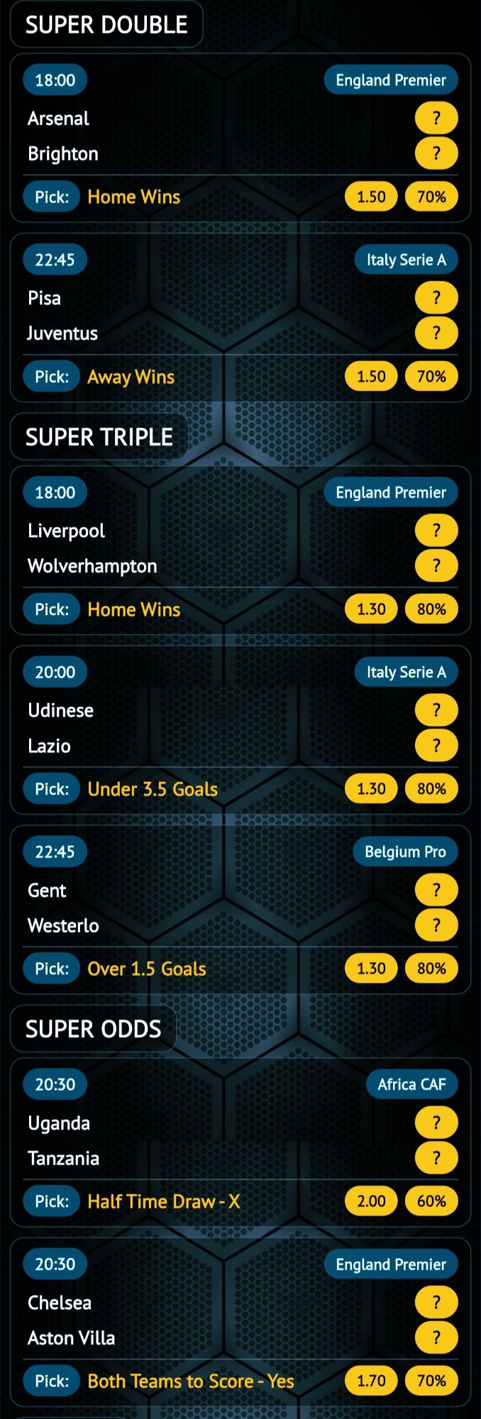 today soccer betting tips super double super triple super odds predictions with odds and match time