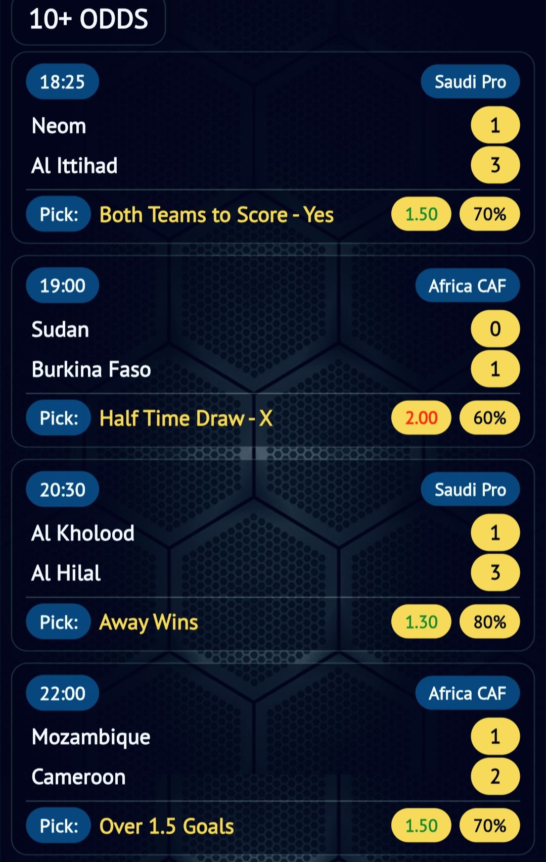 Daily 10 odds football betting results featuring high odds accumulator predictions today